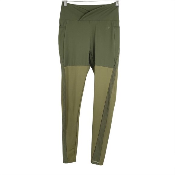 Gymshark Nikki Blackketter Leggings Green Mesh Polyester Blend‎ Women's Small - Picture 1 of 9